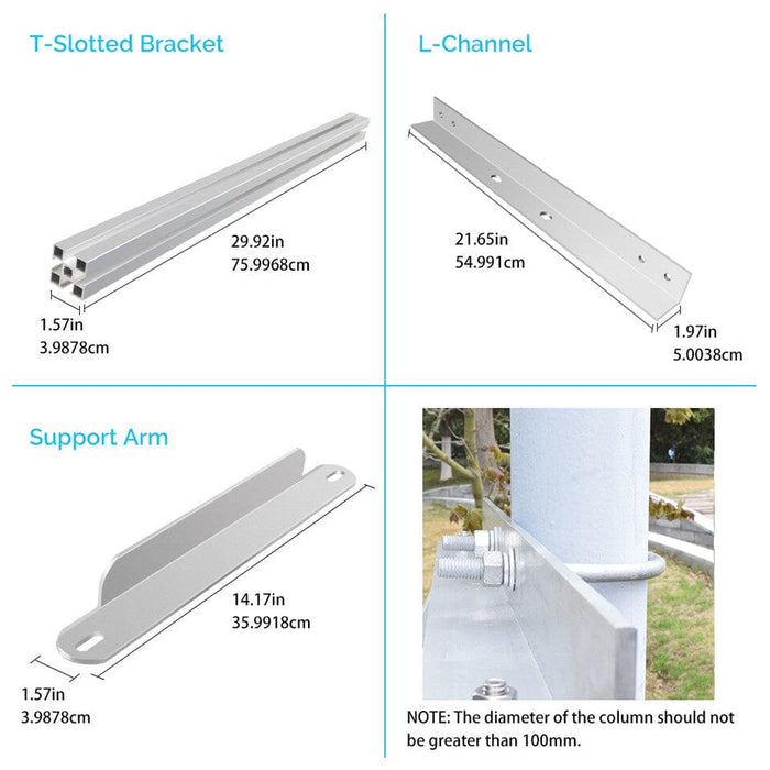 Renogy Solar Panel Pole Mount Single Side 27.4in