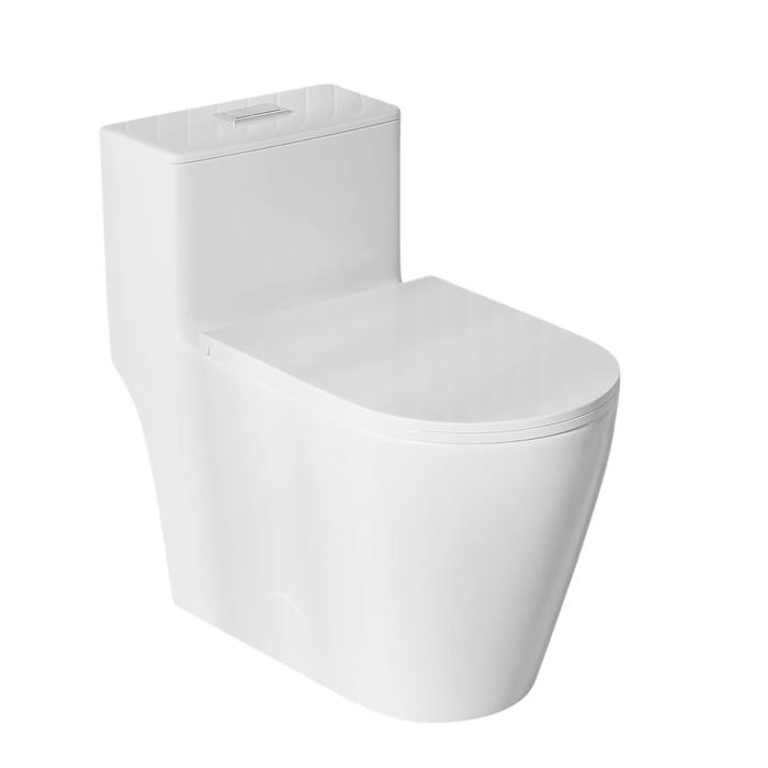 Casta Diva Elongated One Piece Toilet with 17" ADA Comfort Chair Height Seat Compact Toilet for Bathroom Dual Flush 1.1/1.6GPF, 12'' Rough-in, High Efficiency Flush, Standard White Bowl
