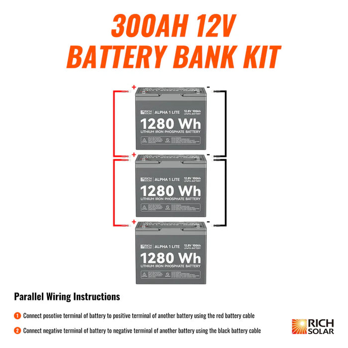 Rich Solar Alpha 1 Lite 12V 300Ah LiFePO4 Off-Grid Lithium Battery Kit