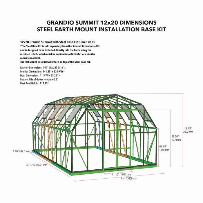 Grandio Summit 12X9X20.ft Polycarbonate Greenhouse