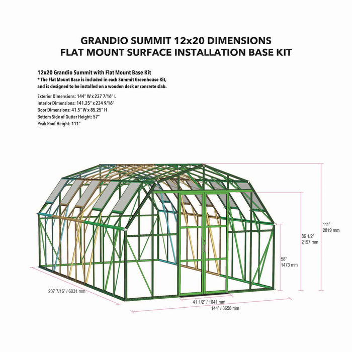 Grandio Summit 12X9X20.ft Polycarbonate Greenhouse