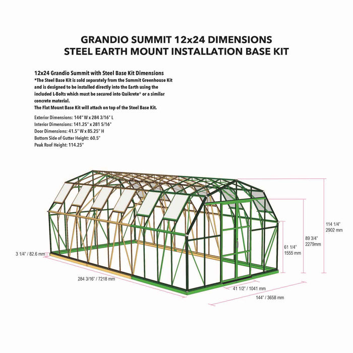 Grandio Summit 12X9X24.ft Polycarbonate Greenhouse