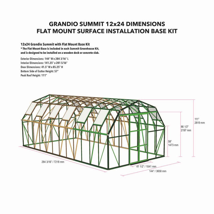 Grandio Summit 12X9X24.ft Polycarbonate Greenhouse