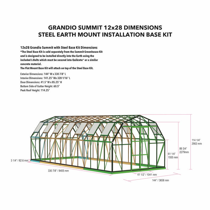 Grandio Summit 12X9X28.ft Polycarbonate Greenhouse