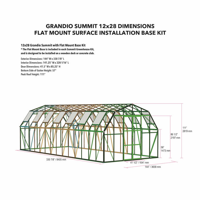 Grandio Summit 12X9X28.ft Polycarbonate Greenhouse