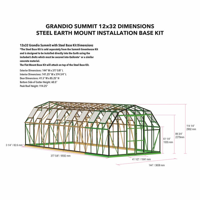 Grandio Summit 12X9X32.ft Polycarbonate Greenhouse