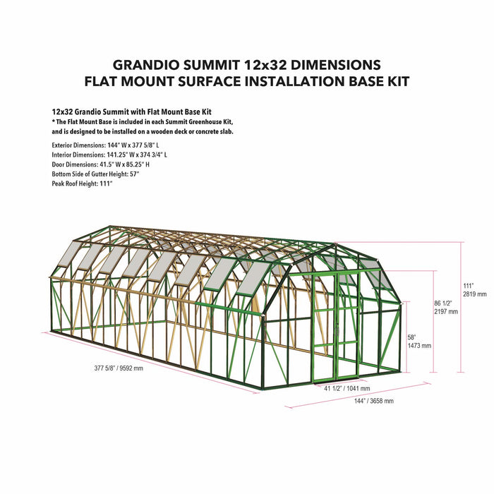Grandio Summit 12X9X32.ft Polycarbonate Greenhouse