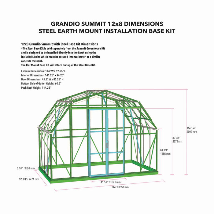 Grandio Summit 12X9X8.ft Polycarbonate Greenhouse