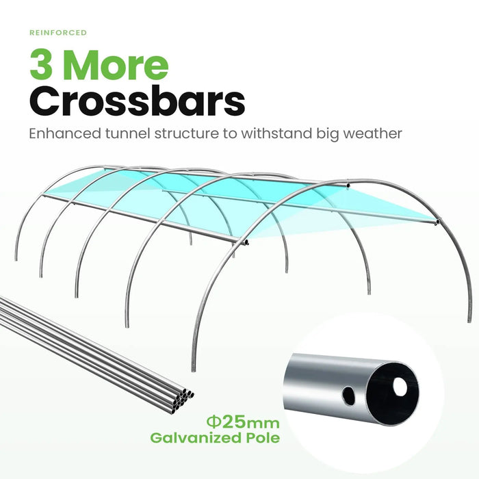 KING BIRD 15' x 6.6' x 6.6' Premium Walk-in Greenhouse