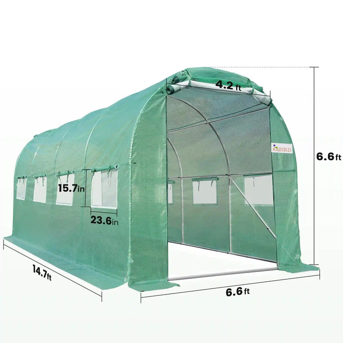 KING BIRD 15' x 6.6' x 6.6' Premium Walk-in Greenhouse
