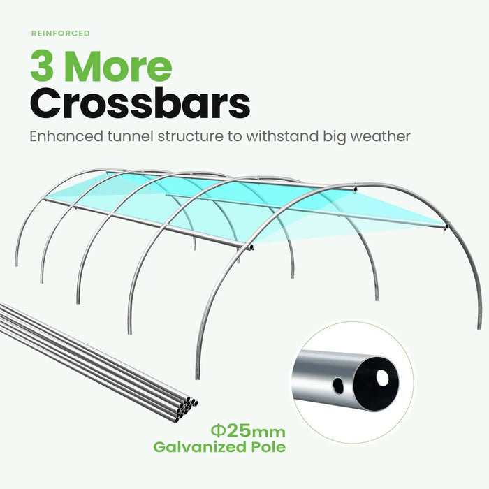 KING BIRD 15' x 6.6' x 6.6' Premium Walk-in Greenhouse