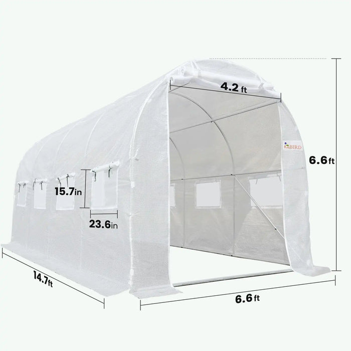 KING BIRD 15' x 6.6' x 6.6' Premium Walk-in Greenhouse