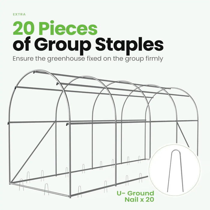 KING BIRD 15' x 6.6' x 6.6' Premium Walk-in Greenhouse