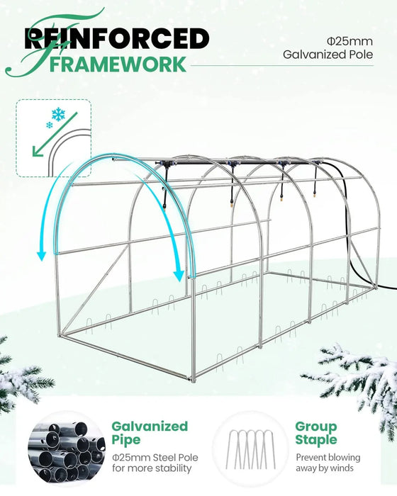 KING BIRD 15' x 6.6' x 6.6' Premium Walk-in Greenhouse