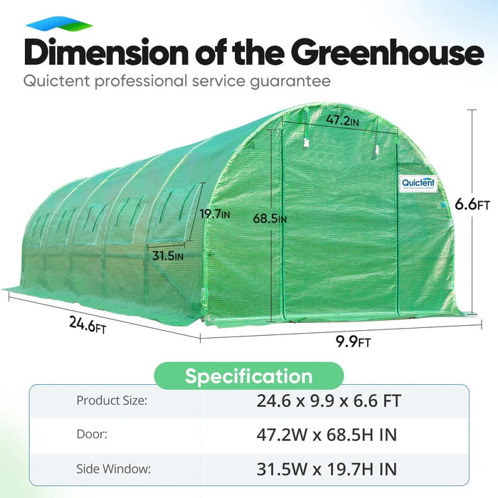 Quictent 25' x 10' x 6.6' Heavy Duty Large Greenhouse