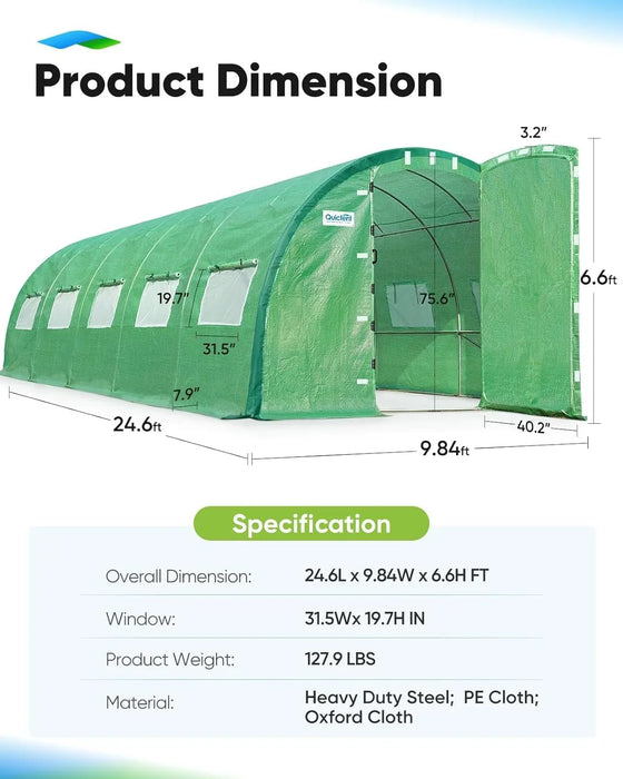 Quictent 20'/25' x 10' x 6.6' Upgraded Large Walk-in Greenhouse