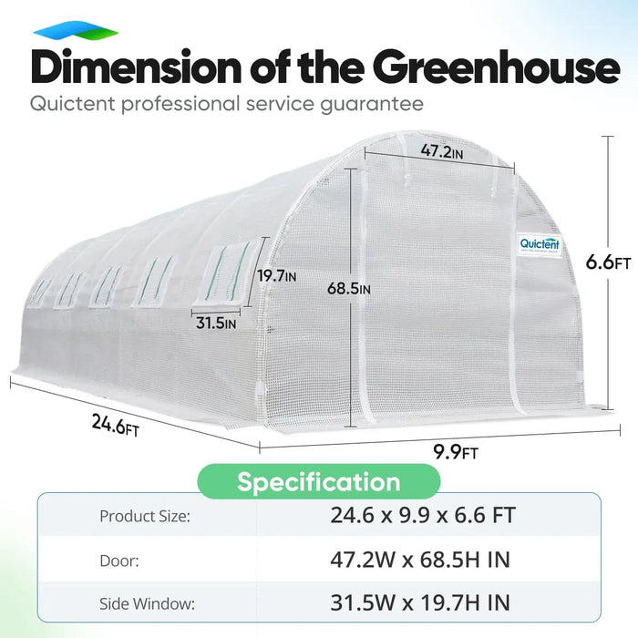 Quictent 25' x 10' x 6.6' Heavy Duty Large Greenhouse