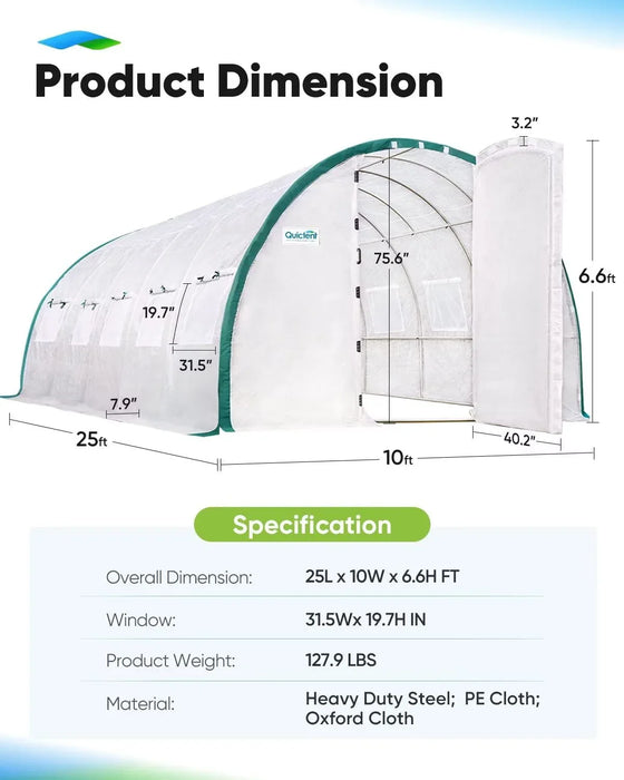 Quictent 20'/25' x 10' x 6.6' Upgraded Large Walk-in Greenhouse
