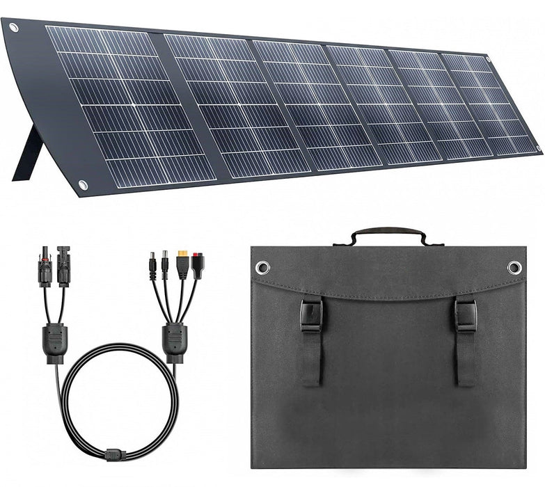 200W Portable Foldable Solar Panel with Kickstand and Multi-Output for Power Stations