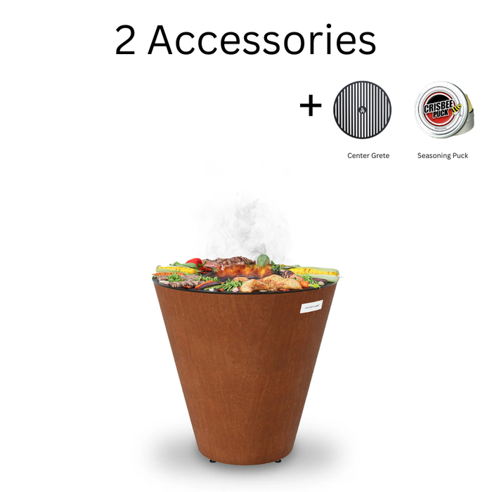 Arteflame XL 30" One Series Flat-Top Charcoal Grill with Single Piece Corten Steel