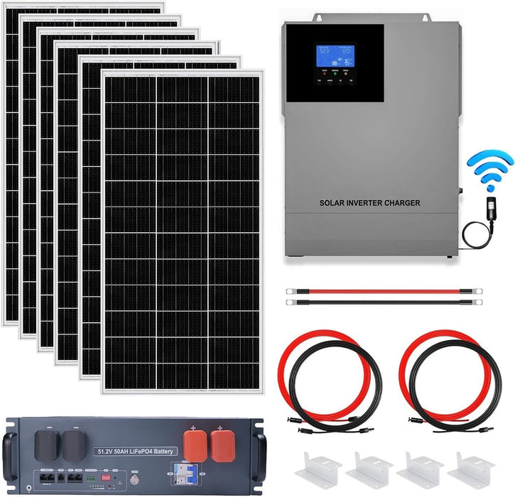 48V Off Grid Solar System Kit 1200W Panels 4.68KWh Battery Storage with 3500W Inverter