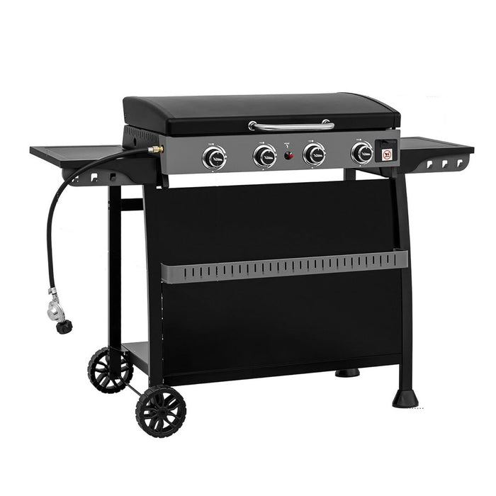 4 Burner Propane Gas Griddle Freestanding with Removable Cart Convertible Tabletop Flat Top with Hood