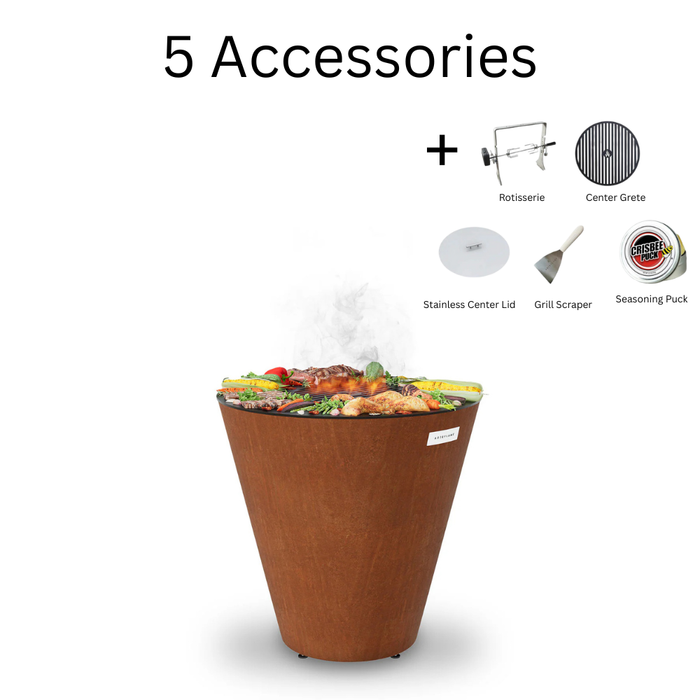 Arteflame XL 30" One Series Flat-Top Charcoal Grill with Single Piece Corten Steel