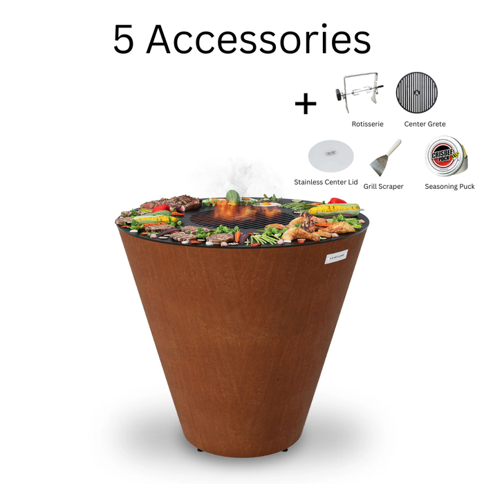 Arteflame XXL 40" One Series Flat-Top Charcoal Grill with Single Piece Corten Body