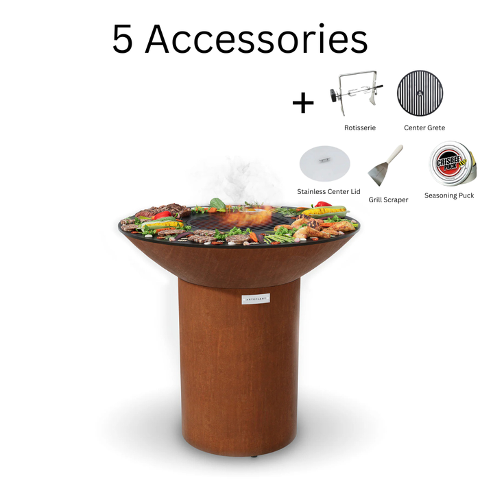 Arteflame XXL 40″ Corten Steel Flat-Top Grill with High Round Base