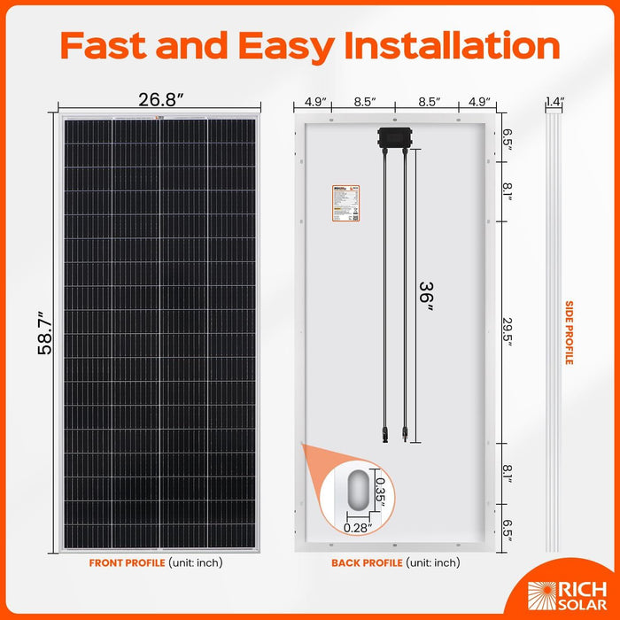 Rich Solar Mega 200 MAX 200W 24 Volt Monocrystalline Solar Panel