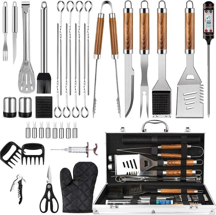 BBQ Grill Bundle Set 38-Piece Stainless Steel Tools with Case & Grill Mats