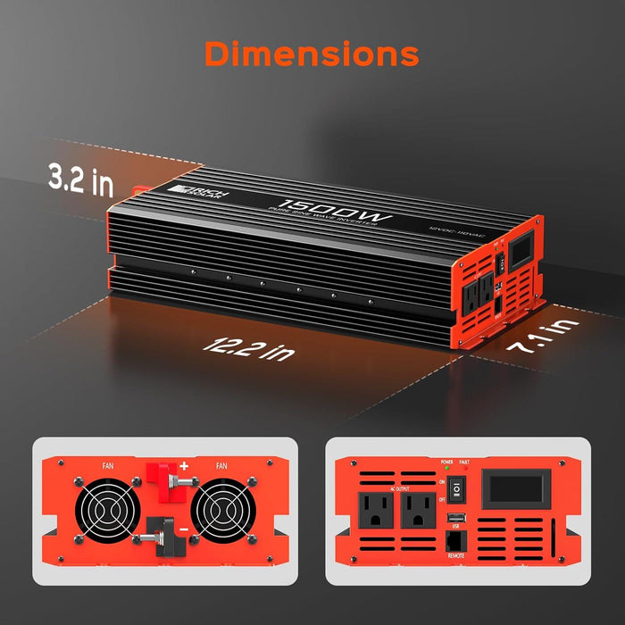 Rich Solar 1500 Watt 12 Volt Industrial Pure Sine Wave Inverter