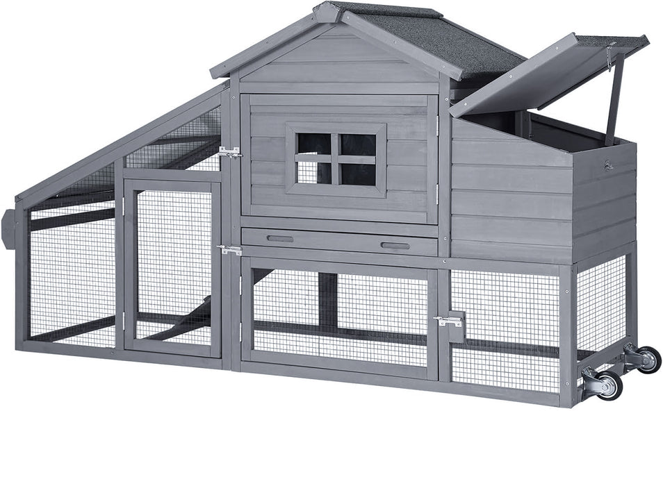 Mobile Wooden Chicken Coop with Wheels and Nesting Box