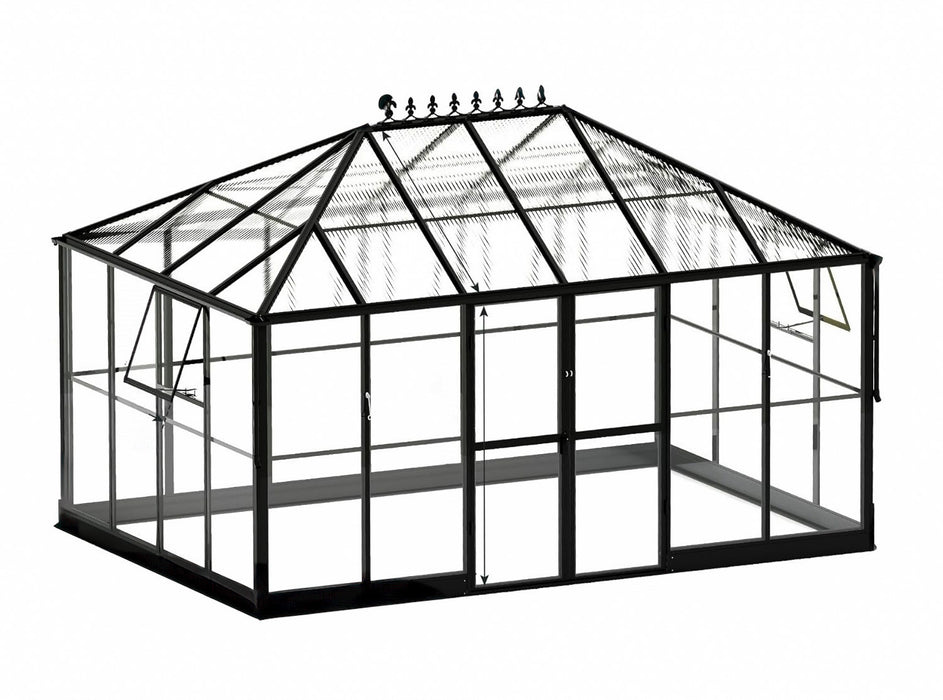 14x9FT Polycarbonate Walk-In Greenhouse with Clear Panels and Double Doors