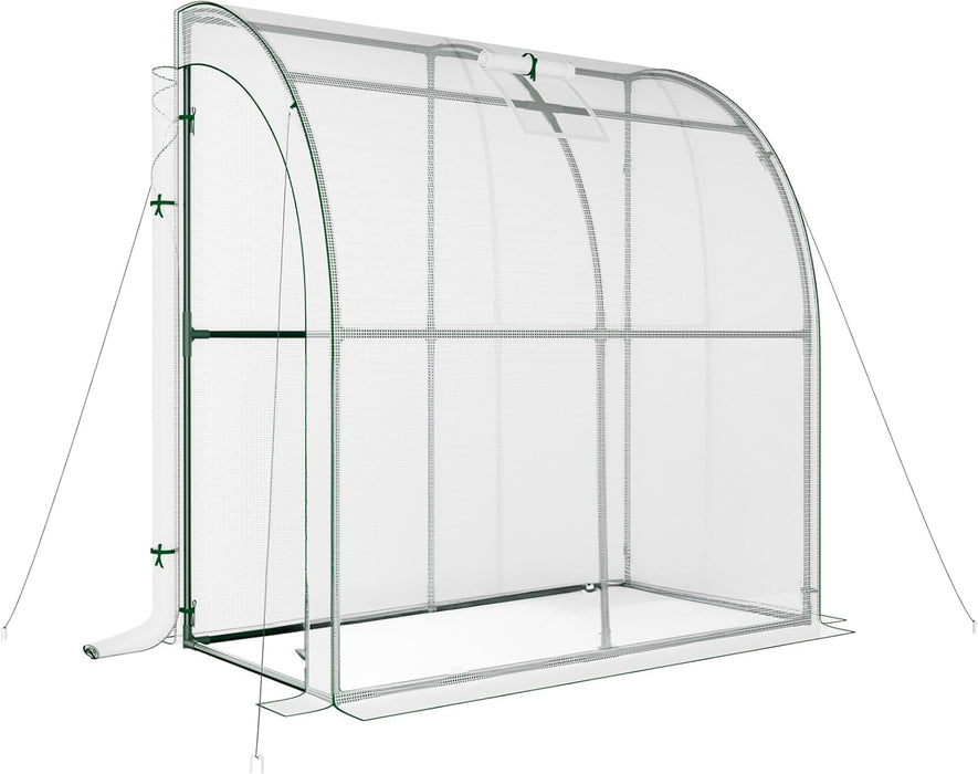 Lean To Greenhouse 79x40x83 Inch with Zipper Door and Mesh Window