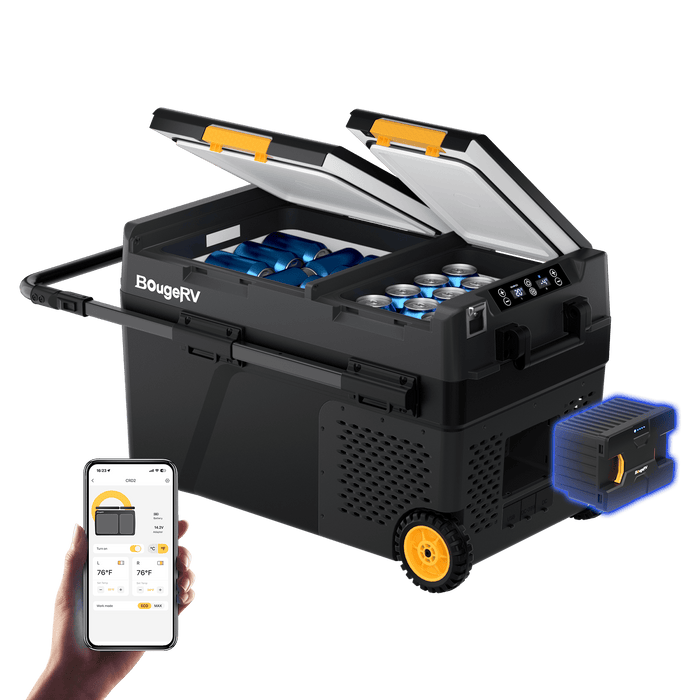 BougeRV CRD2 43QT Dual Zone 12V Portable Fridge Freezer