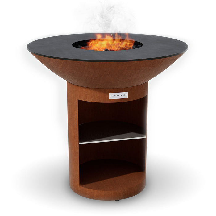 Arteflame XXL 40" Corten Steel Flat-Top Grill with Classic Storage Base