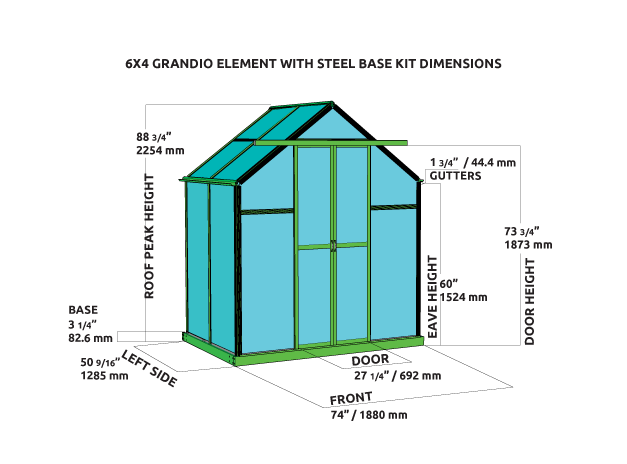 Grandio Element 6X7X4.ft Polycarbonate Greenhouse