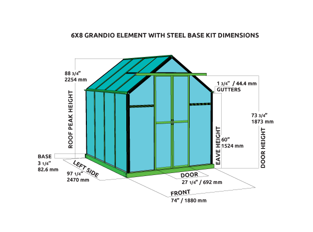 Grandio Element 6X7X8.ft Polycarbonate Greenhouse