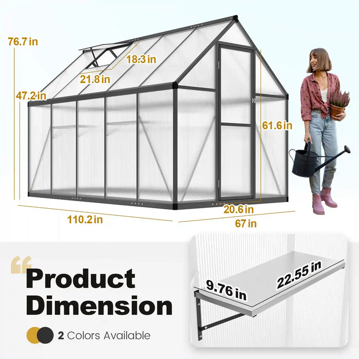KING BIRD Walk-in Polycarbonate Greenhouse