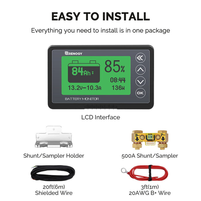 Renogy 500A Battery Monitor With Shunt RBM500