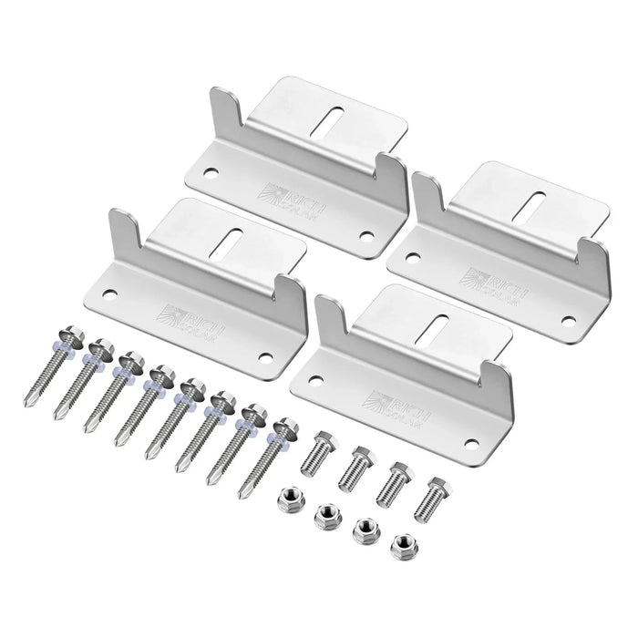 Rich Solar Mounting Hardware Z Brackets With Screws - Set of 4