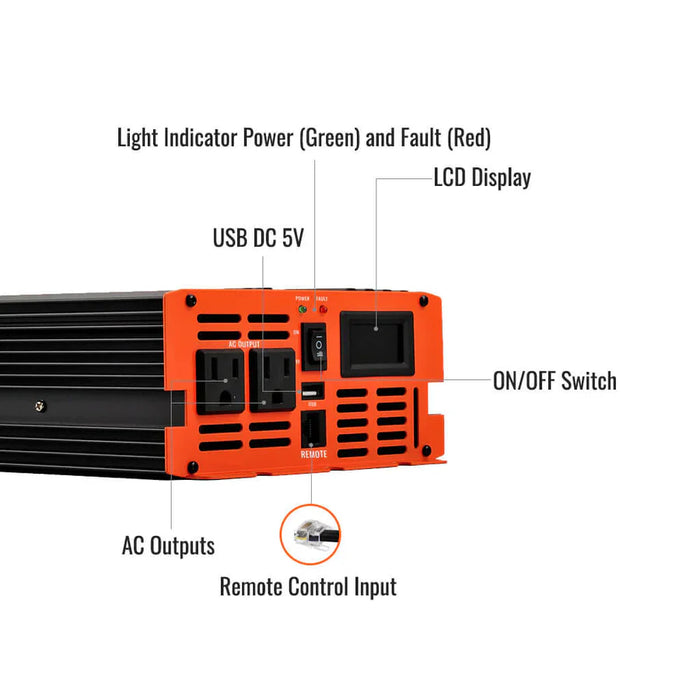 Rich Solar 1500 Watt 12 Volt Industrial Pure Sine Wave Inverter