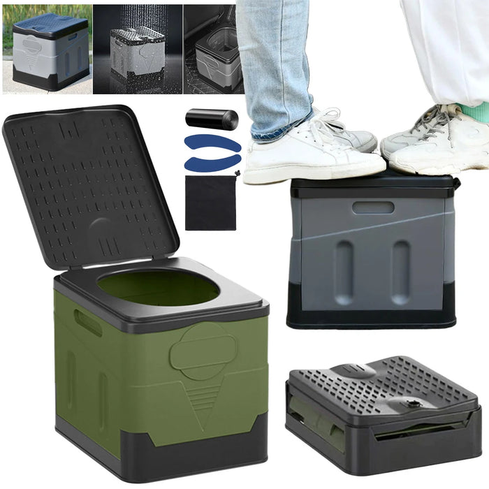 Travel Portable Car Emergency Toilet with Cover Outdoor Camping Folding Toilet Strong Bearing Reusable Trash Can Car Seat Toilet