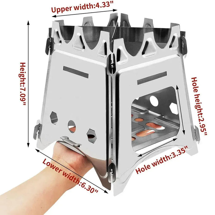 Portable Camping Wood Stove with Stainless Steel Folding Lightweight