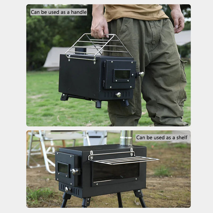 Portable Foldable Wood Burning Stove Heavy Duty Removable Camp Tent