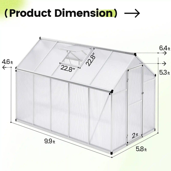 KING BIRD Walk-in Polycarbonate Greenhouse