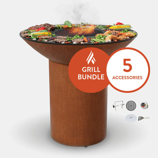 Arteflame Classic 40" Grill with a High Round Base Home Chef Bundle With 5 Grilling Accessories.