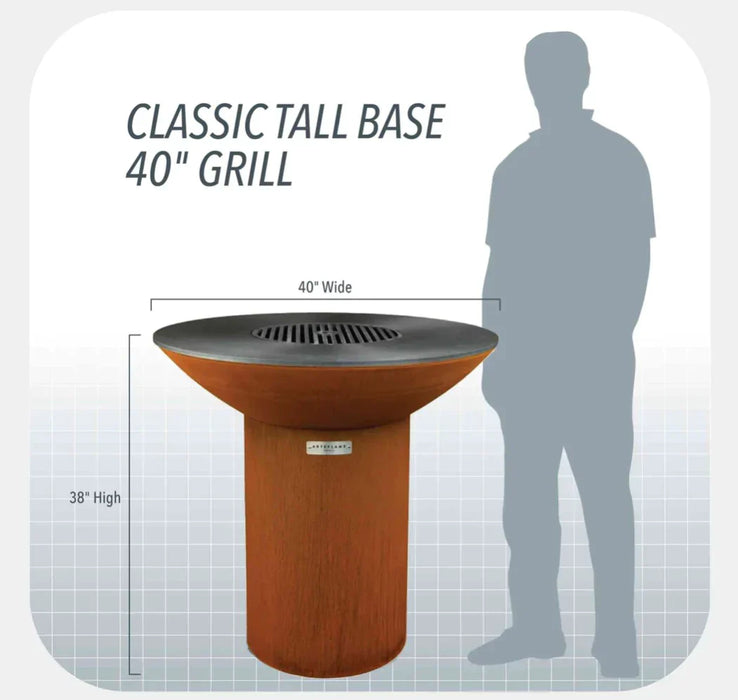 Arteflame Classic 40" Grill with a High Round Base Starter Bundle With 2 Grilling Accessories.