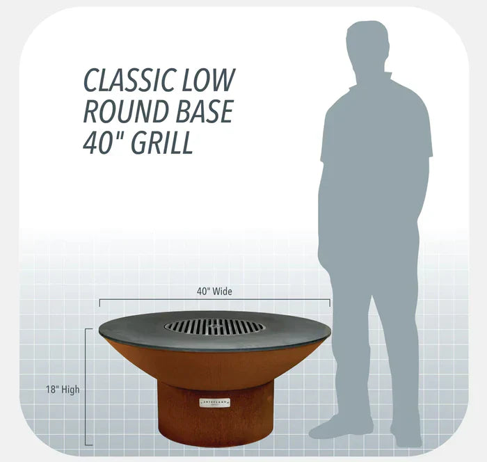 Arteflame Classic 40" Grill with a Low Round Base Home Chef Max Bundle With 10 Grilling Accessories.